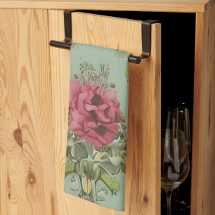 Elegantes Muster für Viktorianische Rote Rose Geschirrtuch