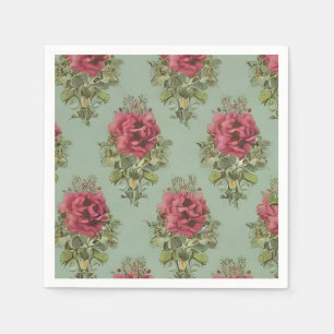 Elegantes Muster für Viktorianische Rote Rose Serviette