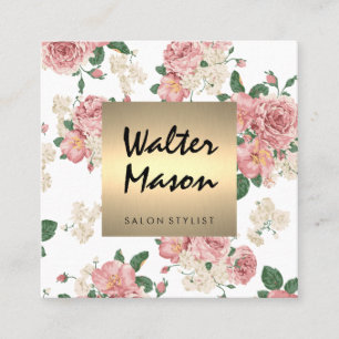 Elegantes Muster Gold Trim Square Quadratische Visitenkarte