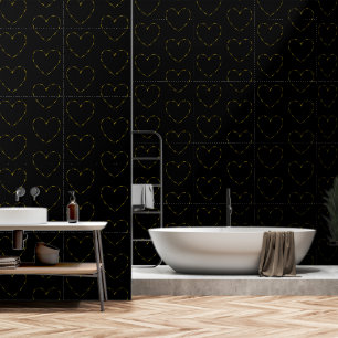 Elegantes Muster goldener Herzen auf schwarz Tapete