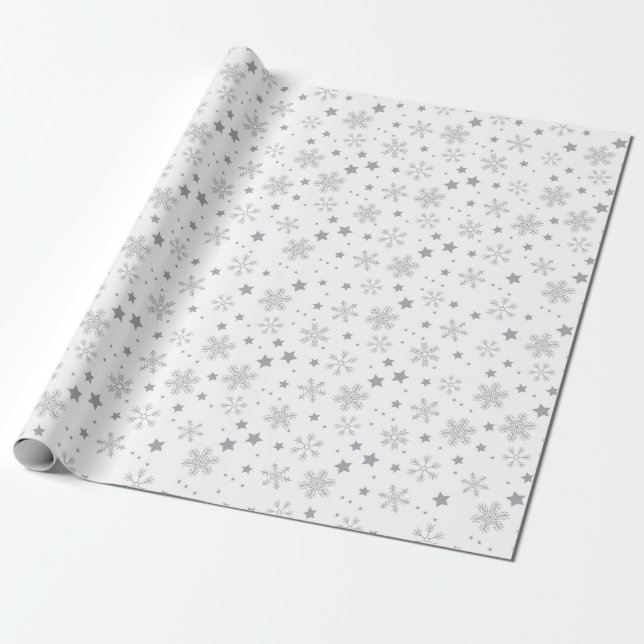 Elegantes Muster grauer Schneeflocken Geschenkpapier (Ungerollt)
