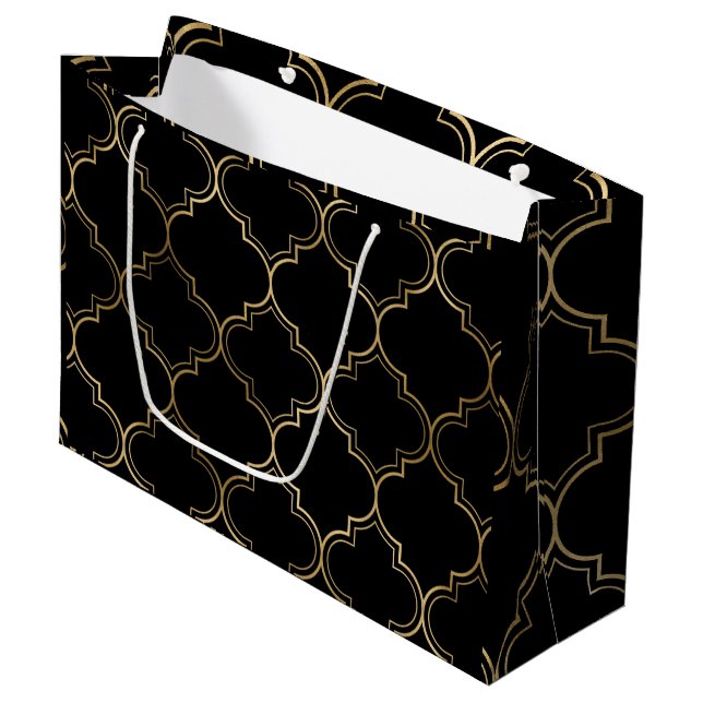Elegantes Muster islamischer Geometrischer Kunst a Große Geschenktüte (Vorderseite Schrägansicht)