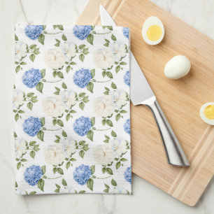 Elegantes Muster mit blauen Hortensienblüten Geschirrtuch