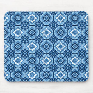 Elegantes Muster mit blauer Geometrie Mousepad