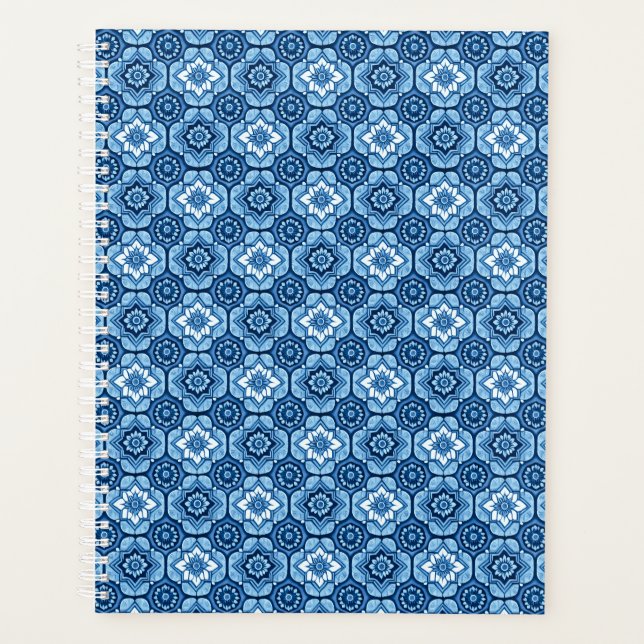 Elegantes Muster mit blauer Geometrie Planer (Vorderseite)