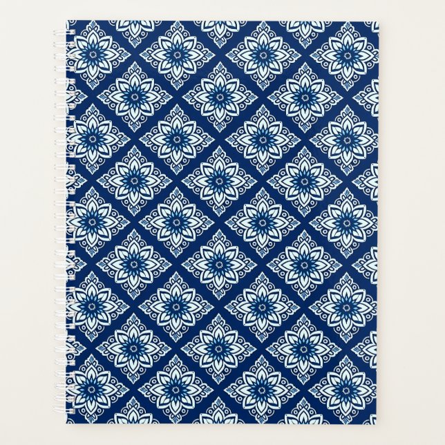 Elegantes Muster mit blauer Geometrie Planer (Vorderseite)