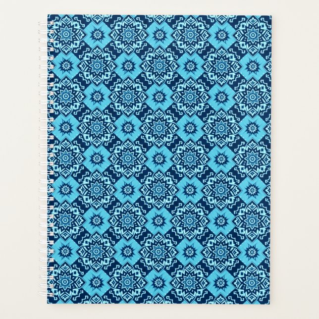 Elegantes Muster mit blauer Geometrie Planer (Vorderseite)
