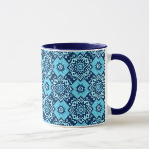 Elegantes Muster mit blauer Geometrie Tasse