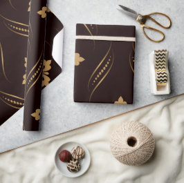 Elegantes Muster mit goldenen Blumenmotiven Geschenkpapier