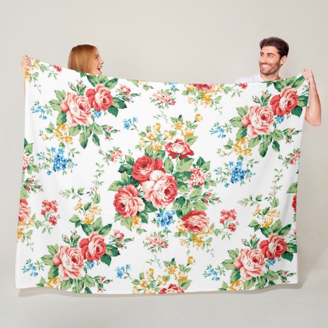 Elegantes Muster mit Rose Design Element Fleecedecke (Beispiel)