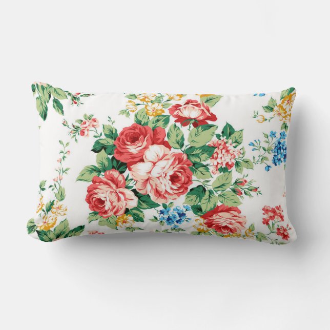 Elegantes Muster mit Rose Design Element Lendenkissen (Vorderseite)