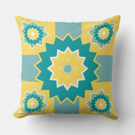 Elegantes Muster moderne, gelb-blau-weiße Chic-Mut Kissen