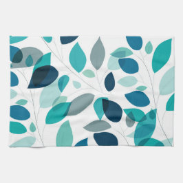 Elegantes Muster moderner blauer und grüner Blätte Geschirrtuch