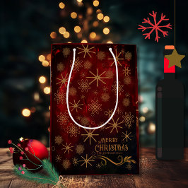 Elegantes Muster RED GOLD Frohe Weihnachten Mittlere Geschenktüte