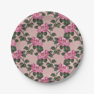 Elegantes Muster Vintag rosa Blume Pappteller