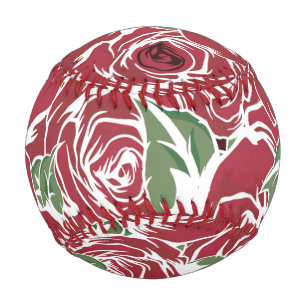 Elegantes Muster Vintager Rose - Rot und Grün Baseball