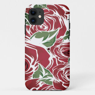 Elegantes Muster Vintager Rose - Rot und Grün Case-Mate iPhone Hülle
