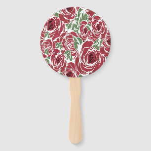 Elegantes Muster Vintager Rose - Rot und Grün Fächer
