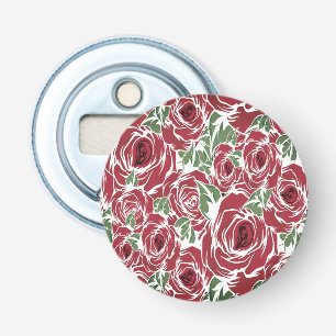 Elegantes Muster Vintager Rose - Rot und Grün Flaschenöffner