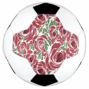 Elegantes Muster Vintager Rose - Rot und Grün Fußball