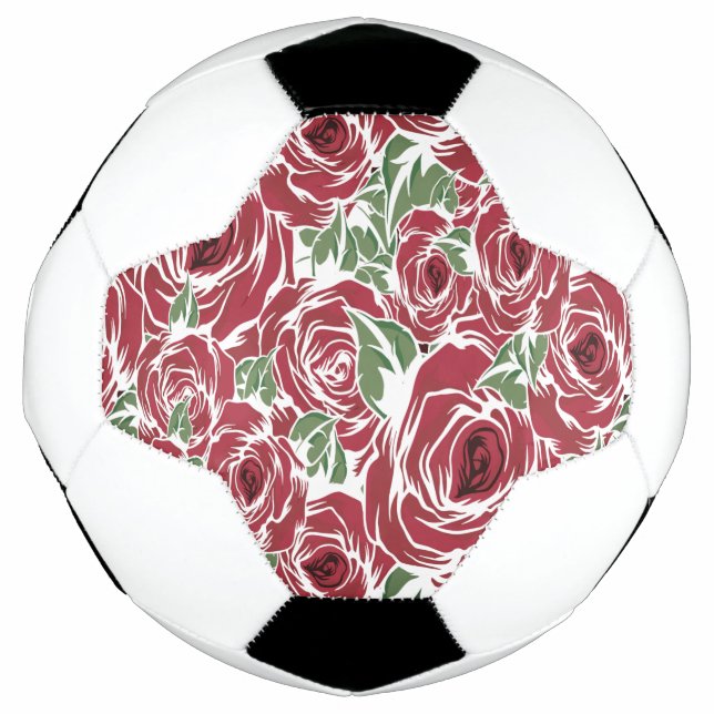 Elegantes Muster Vintager Rose - Rot und Grün Fußball (Vorderseite)