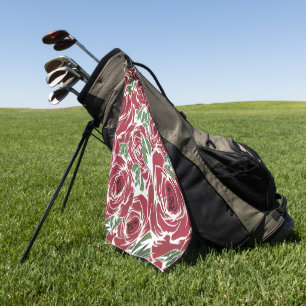 Elegantes Muster Vintager Rose - Rot und Grün Golfhandtuch