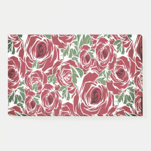 Elegantes Muster Vintager Rose - Rot und Grün Post-it Klebezettel