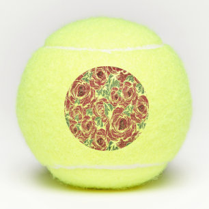 Elegantes Muster Vintager Rose - Rot und Grün Tennisbälle