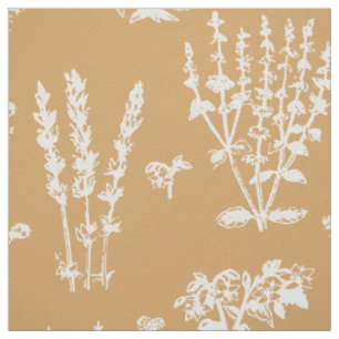 Elegantes Muster von Tan Orange White Herbal Garde Stoff