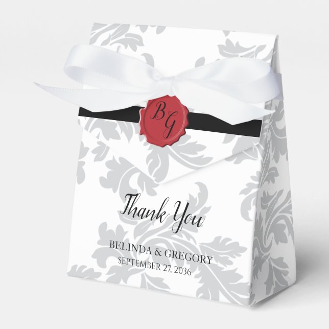 Elegantes Muster & Wachs Siegel Hochzeit Geschenkschachtel (Vorderseite)