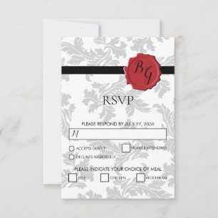 Elegantes Muster & Wax Siegel Hochzeitskarten RSVP Karte