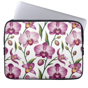 Elegantes nahtloses Muster aus lila und rosa Orchi Laptopschutzhülle