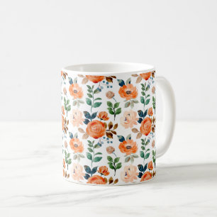 Elegantes nahtloses Muster aus Wasserfarbenblumen Kaffeetasse