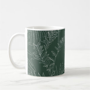 Elegantes nahtloses Muster mit von grüner Hand gez Kaffeetasse