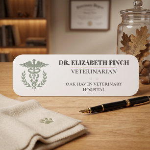 Elegantes Namensschild für Tierärzte DVM Caduceus