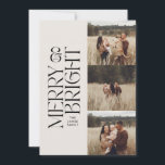 Elegantes natürliches Blattwerk, modern, minimalis Feiertagskarte<br><div class="desc">Elegante Multi-Foto moderne minimale natürliche cremefarbene Wasserfarbe botanische Typografie Fröhlich und helle Weihnachtsferien flache Karte.</div>