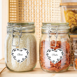 Elegantes natürliches Leaf Herz Kitchen Pantry Lab Aufkleber