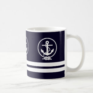 Elegantes Nautical Anker- und Streifen-Muster Kaffeetasse