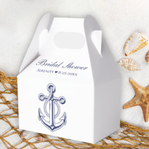 Elegantes Nautical Navy Blue Anchor Brautparty Geschenkschachtel
