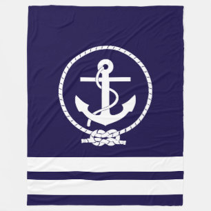 Elegantes nautisches Anker- und Streifenmuster Fleecedecke