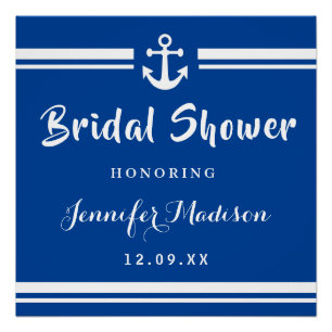 Elegantes Navy-Anker-Brautparty Poster