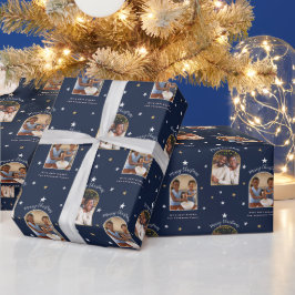 Elegantes Navy Blau 2 Foto-Bogen modernes Weihnach Geschenkpapier