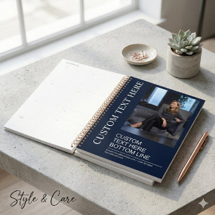 Elegantes Navy Blau Gelb Text Bild Kreatives Planer