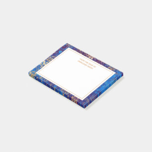 Elegantes Navy Blau Gold Damast Von Schreibtisch V Post-it Klebezettel