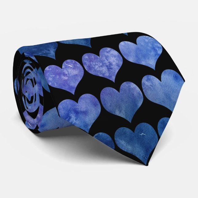 Elegantes Navy-Blau-Herzmuster  Krawatte (Gerollt)