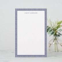 Elegantes Navy Blau Houndstooth Monogramm