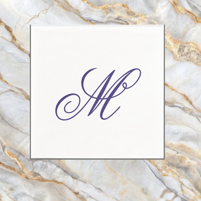 Elegantes Navy Blau Monogramm Anfangsbuchstabe  Serviette (Von Creator hochgeladen)