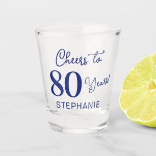 Elegantes Navy Blau Prost auf 80 Jahre 80. Geburts Schnapsglas
