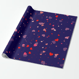 Elegantes Navy Blau Rosa Herzen Valentinstag Geschenkpapier