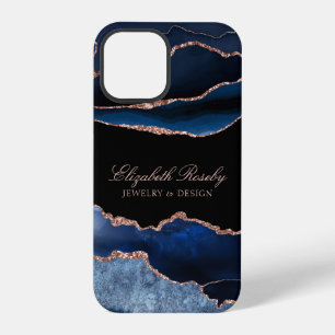 Elegantes Navy Blau Roségold Schwarzes Geschäft iPhone 12 Pro Hülle